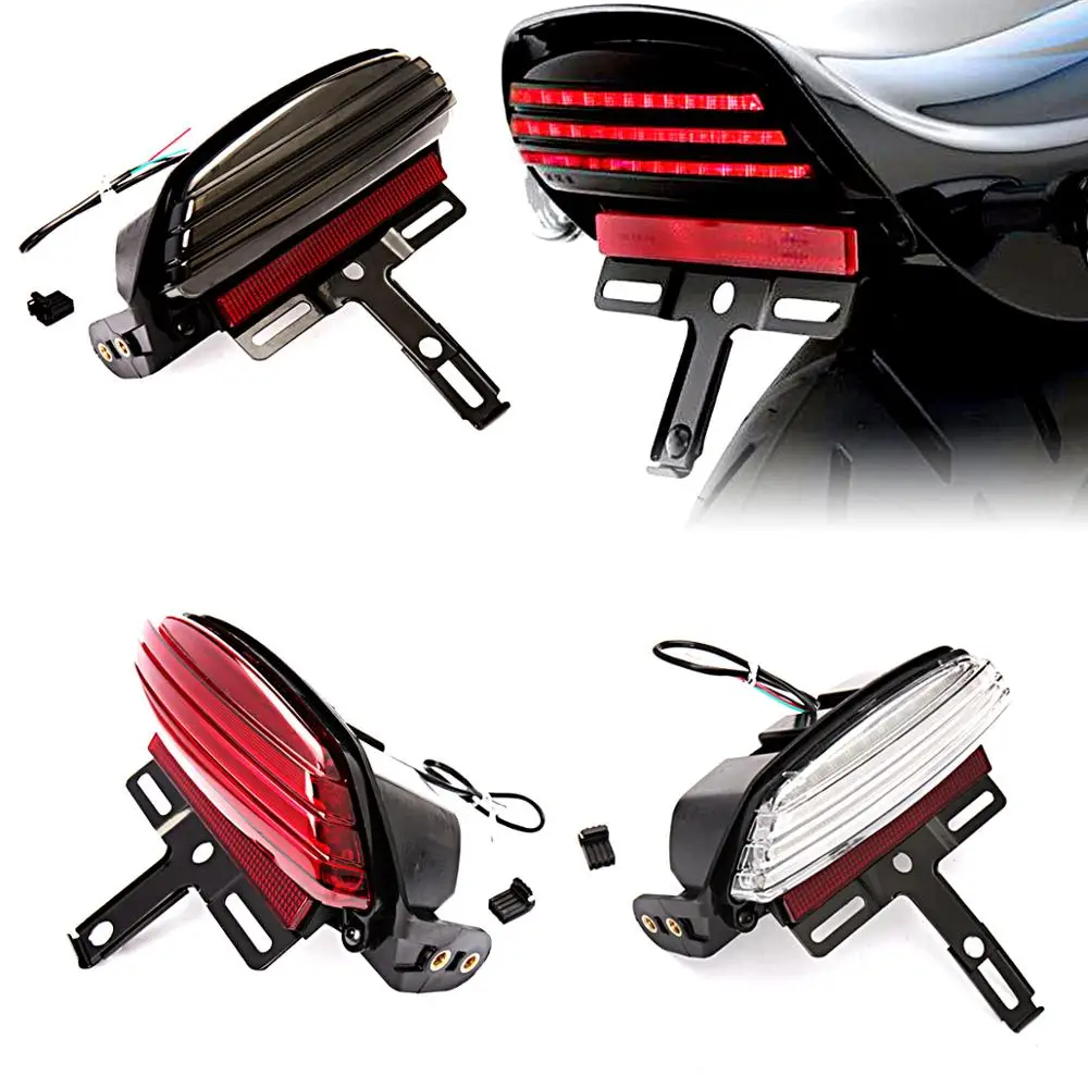 Motorcycle Smoke Tri-Bar Rear Fender Brake Tail LED Lamp Lighting bracket mount Fit For Harley Dyna FXDF Fat Bob 2008-2017 | Автомобили и