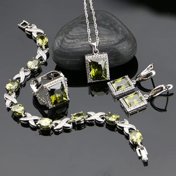 925 Sterling Silver Bridal Jewelry Olive Green Zircon Jewelry Sets For Women Wedding Earrings/Pendant/Necklace/Ring/Bracelet
925 Sterling Silver Bridal Jewelry Olive Green Zircon Jewelry Sets For Women Wedding Earrings/Pendant/Necklace/Ring/Bracelet