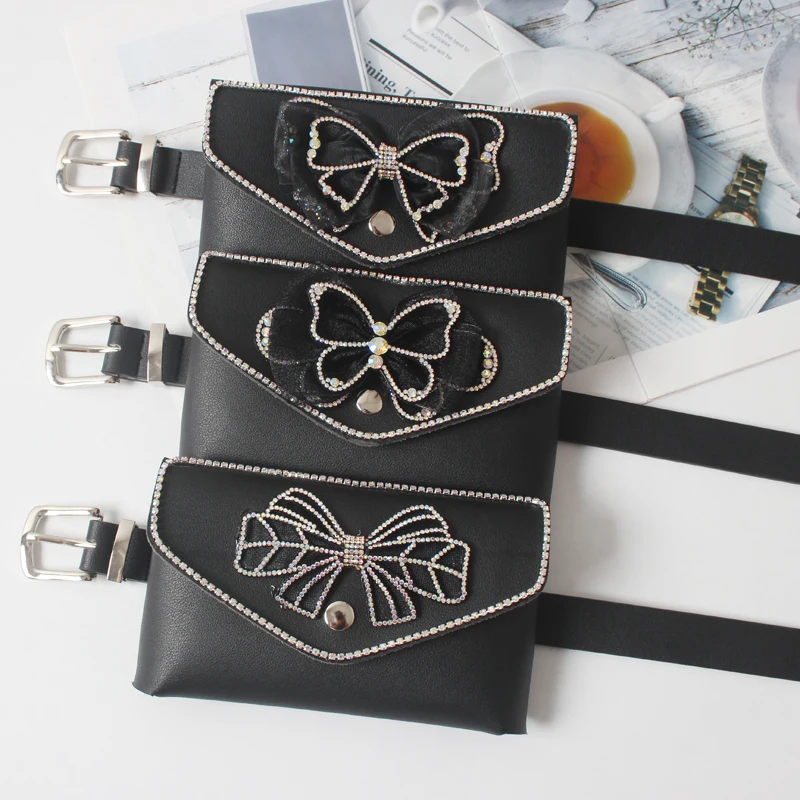 Luxury Designer Butterfly Rhinestone Women Waist Packs Korean Leather PU Fanny Packs Ladies Removable Waist Belts With Phone Bag
Luxury Designer Butterfly Rhinestone Women Waist Packs Korean Leather PU Fanny Packs Ladies Removable Waist Belts With Phone Bag