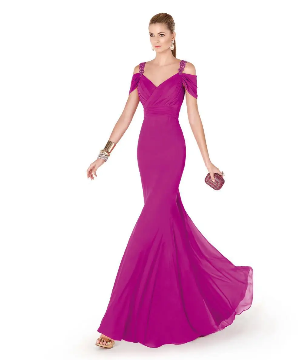 Elegant Mermaid Chiffon Off the Shoulder Short Sleeve Evening gown Fuchsia 2018 robe de soiree mother of the bride dresses
Elegant Mermaid Chiffon Off the Shoulder Short Sleeve Evening gown Fuchsia 2018 robe de soiree mother of the bride dresses