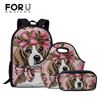 FORUDESIGNS 3Pcs/set Primary School Bags Backpack Beagle Flower Print for Teenager Girl Cute Schoolbag Satchel Mochila Infantil
FORUDESIGNS 3Pcs/set Primary School Bags Backpack Beagle Flower Print for Teenager Girl Cute Schoolbag Satchel Mochila Infantil