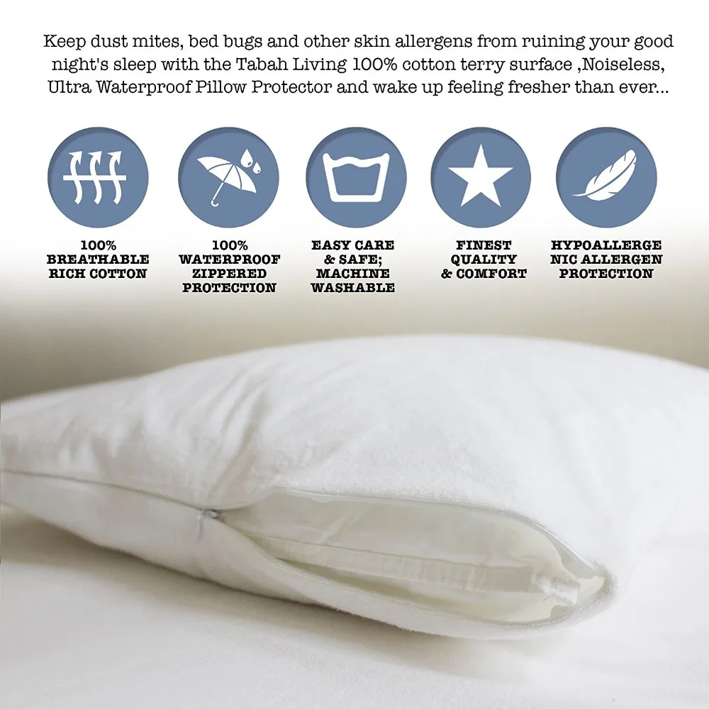 Standard Size 21*27" 100% Waterproof Terry Cloth Pillow Protector Zippered Style -Set of 2 Bedbug Proof Hypoallergenic
Standard Size 21*27" 100% Waterproof Terry Cloth Pillow Protector Zippered Style -Set of 2 Bedbug Proof Hypoallergenic
