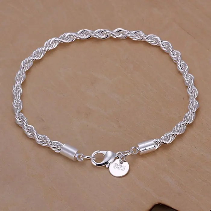Фото Женский/мужской браслет с серебряным покрытием ювелирное украшение из серебра 925