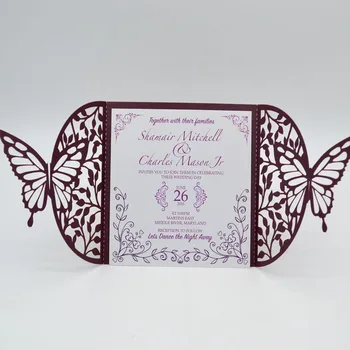 Vivid butterfly gold metallice handmade cover high quality laser cut wedding invitations card
Vivid butterfly gold metallice handmade cover high quality laser cut wedding invitations card