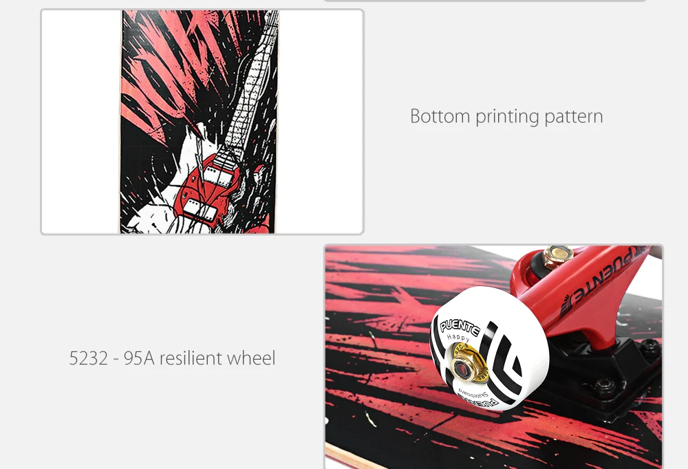 PUENTE 608 ABEC - 9 Adult Four-wheel Double Snubby Maple Skateboard for Entertainment
