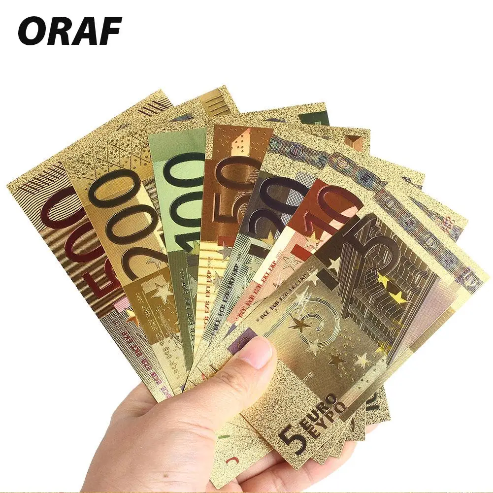 7 PCS 24K Gold Plated EUR 5 10 20 50 100 200 500 EUR Realistic Collection High Quality Antique Gold Banknotes Gifts
7 PCS 24K Gold Plated EUR 5 10 20 50 100 200 500 EUR Realistic Collection High Quality Antique Gold Banknotes Gifts