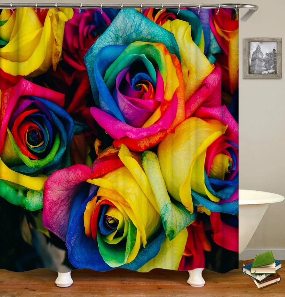 Multicolored roses print Shower Curtains Waterproof Polyester Fabric Bath Screen Curtain for Home Decoration Bathroom Curtain
Multicolored roses print Shower Curtains Waterproof Polyester Fabric Bath Screen Curtain for Home Decoration Bathroom Curtain