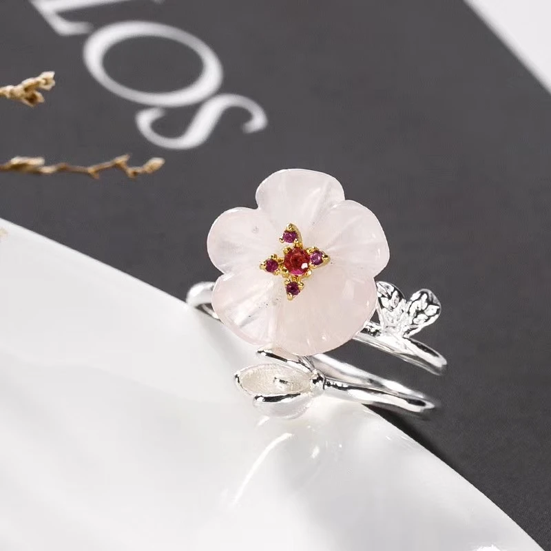 S925 pure silver forest female Japan and South Korea personality sweet pink crystal plum flower fresh versatile female ring
S925 pure silver forest female Japan and South Korea personality sweet pink crystal plum flower fresh versatile female ring