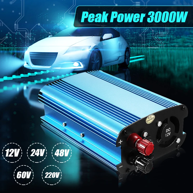 Inverter 12V 24V 48V 60V 220V 3000W Peak Car Power Inverter Voltage Transformer Converter 12V To 220V Solar Inversor
Inverter 12V 24V 48V 60V 220V 3000W Peak Car Power Inverter Voltage Transformer Converter 12V To 220V Solar Inversor