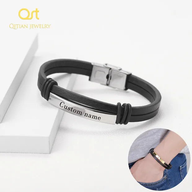 Personalise Multilayer Leather Bracelets for Men Women Customize Engraving Custom Casual Stainless Steel Bar Bracelets For Gifts
Personalise Multilayer Leather Bracelets for Men Women Customize Engraving Custom Casual Stainless Steel Bar Bracelets For Gifts