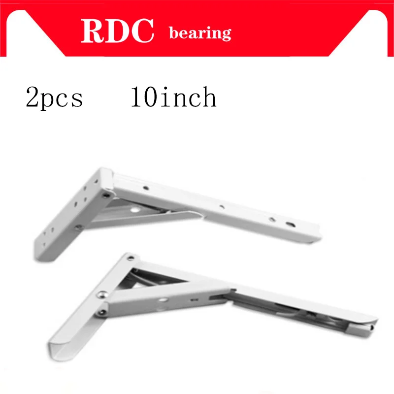 

2pcs/set 10inch White Thickened Steel Triangle Folding Shelf Bracket Wall Mounted Self Support Metal Angle Bracket with 8 Screws