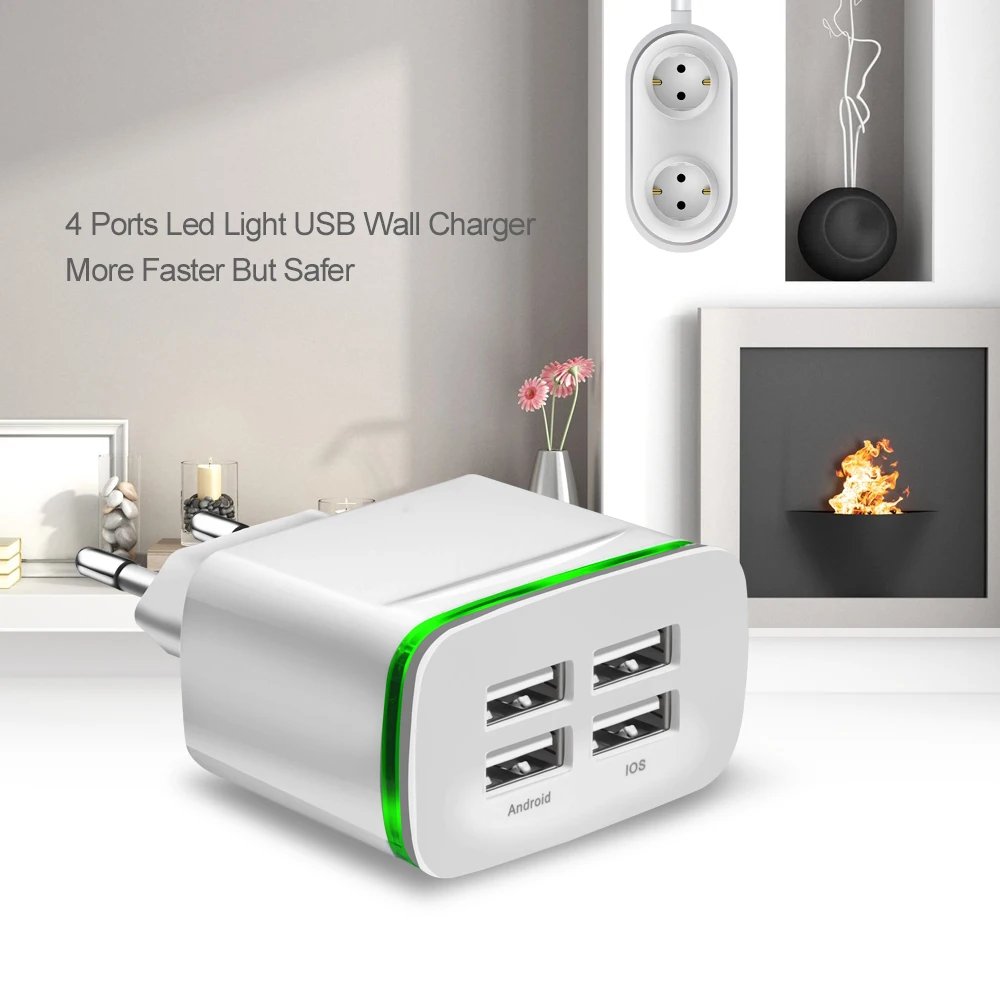 ESSIEN 4 Port EU Plug LED Display Fast Charger Micro USB/Type C Wall Adapter Cable for Samsung S9/S8/Note8 Xiaomi Huawei Oneplus
ESSIEN 4 Port EU Plug LED Display Fast Charger Micro USB/Type C Wall Adapter Cable for Samsung S9/S8/Note8 Xiaomi Huawei Oneplus