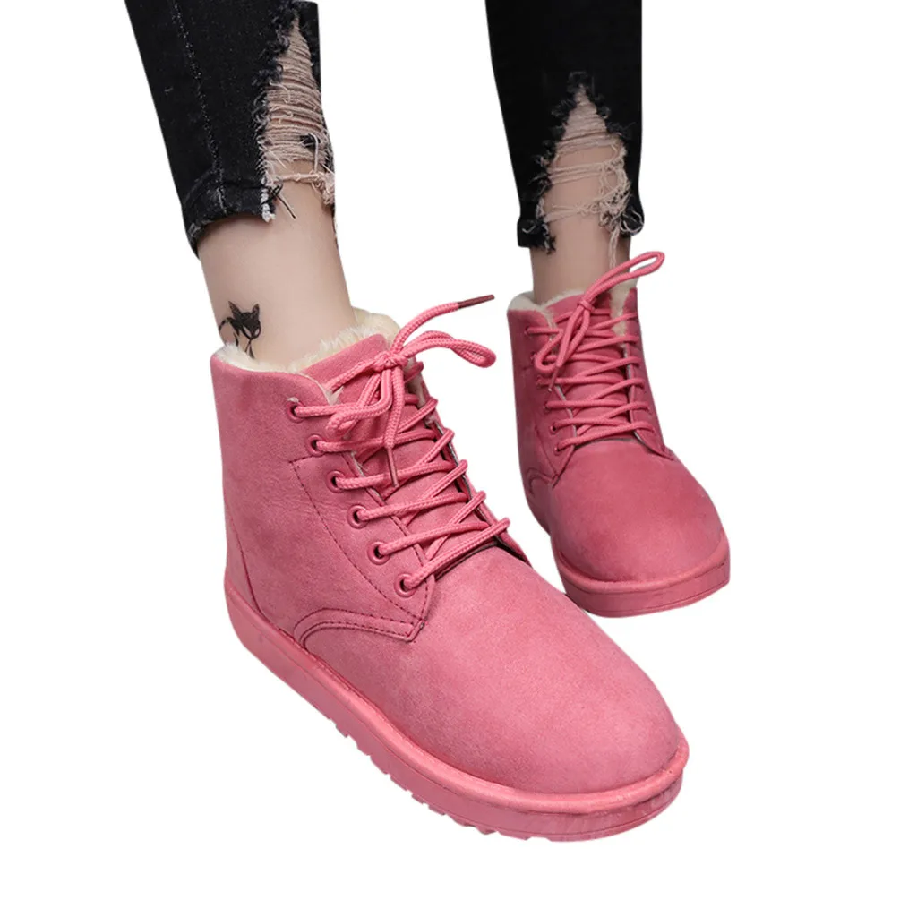 SAGACE/женские ботинки Теплые зимние на меху Модная обувь Ботильоны платформе со