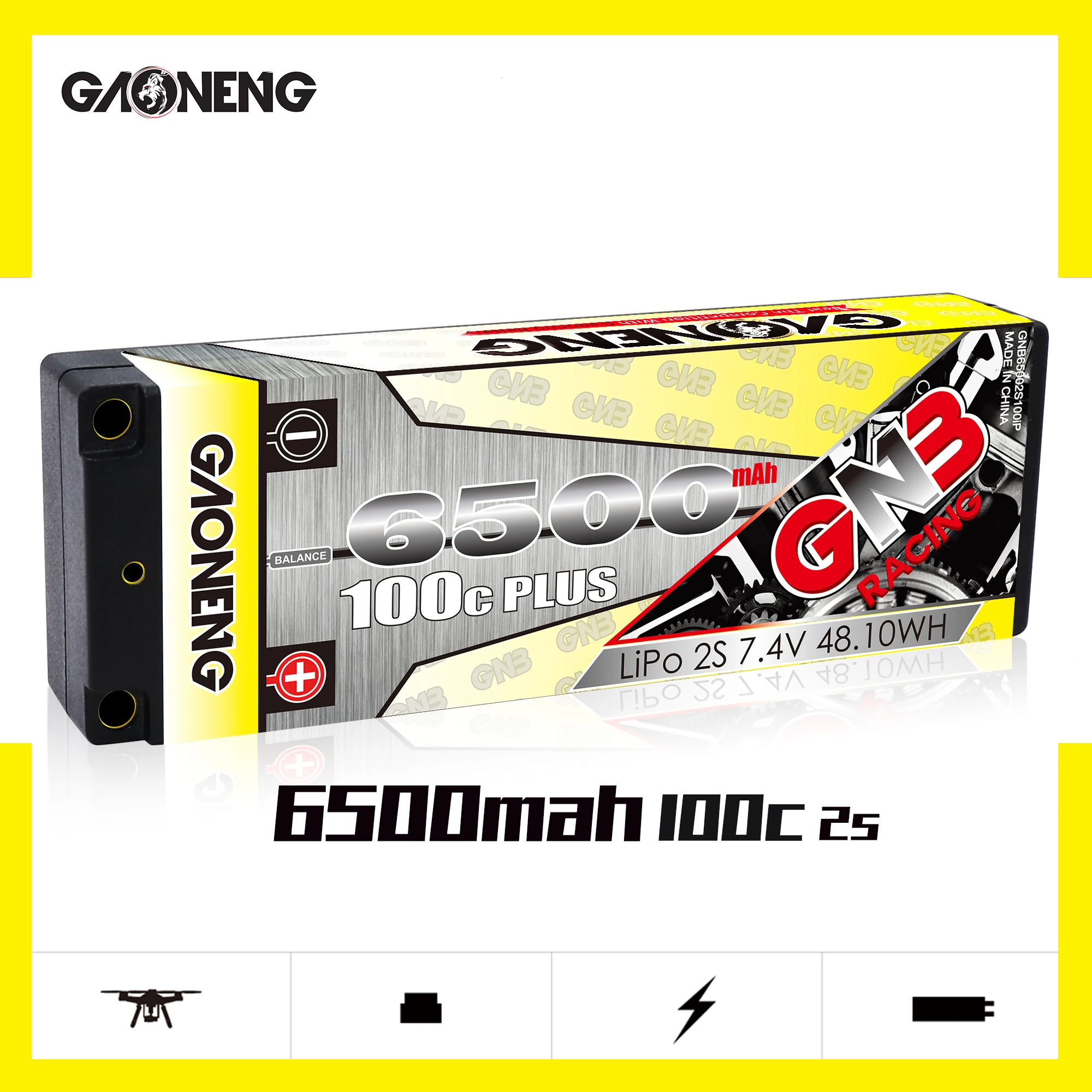 Gaoneng GNB 6500mAh 2S 7.4V 100C Hardcase LiPo Battery pack with 5.0mm Plug Deans T XT60 Plug for 1:10 1/10 RC Car RC Boat
Gaoneng GNB 6500mAh 2S 7.4V 100C Hardcase LiPo Battery pack with 5.0mm Plug Deans T XT60 Plug for 1:10 1/10 RC Car RC Boat