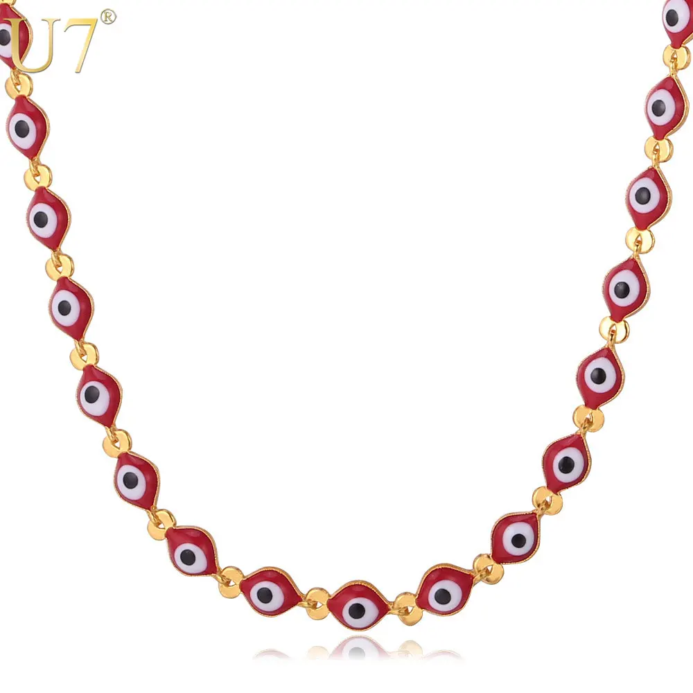 U7 Eyes Chain Necklace Gold/Silver Color Fashion Jewelry Red Beads Necklace Turkish Jewelry For Men/Women Gift N425
U7 Eyes Chain Necklace Gold/Silver Color Fashion Jewelry Red Beads Necklace Turkish Jewelry For Men/Women Gift N425