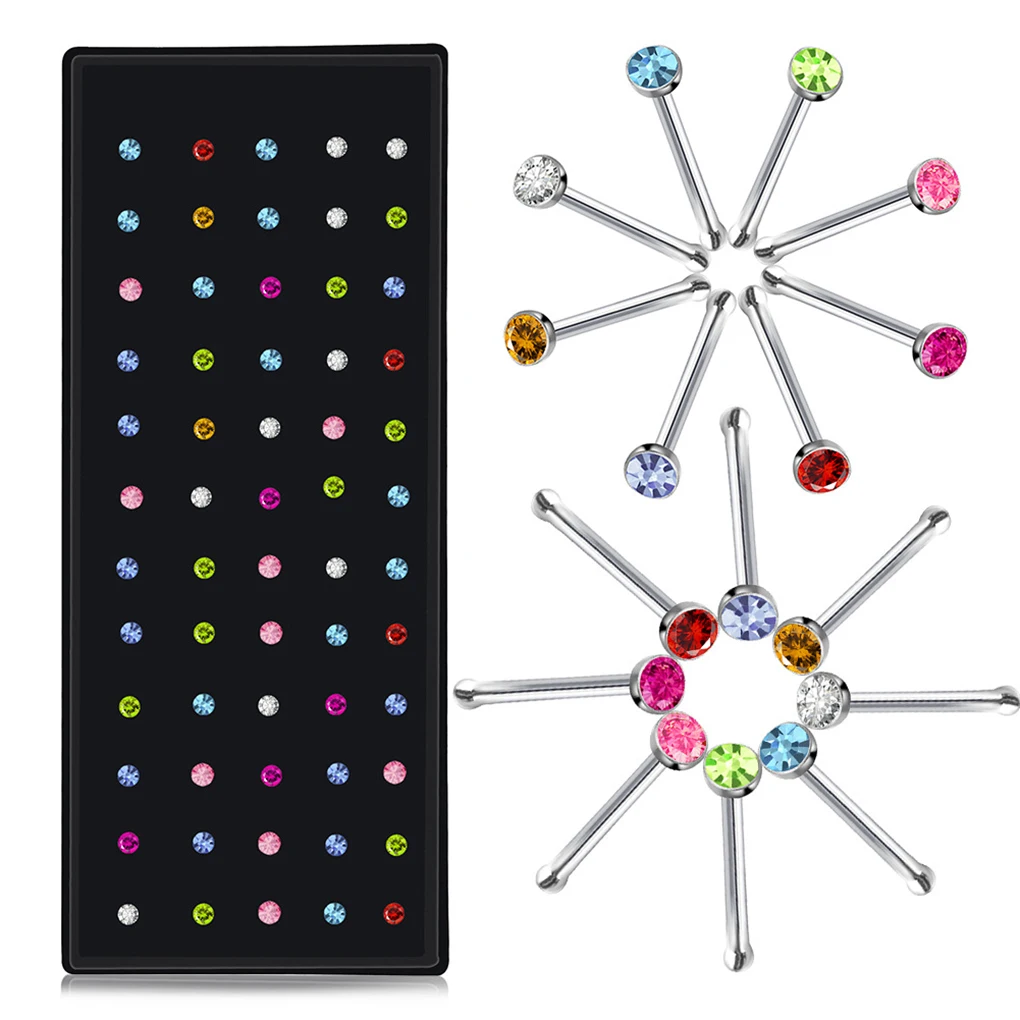2019 New 60PCS/Box Stainless Steel Shiny Rhinestone Nose Stud Titanium Steel Fastness Anti-allergy Nose Stud
2019 New 60PCS/Box Stainless Steel Shiny Rhinestone Nose Stud Titanium Steel Fastness Anti-allergy Nose Stud