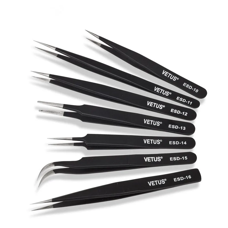 VETUS BGA Precision ESD10 ESD11 ESD12 ESD13 ESD14 ESD15 stainless steel anti-static tweezers SMD reworking soldering tools
VETUS BGA Precision ESD10 ESD11 ESD12 ESD13 ESD14 ESD15 stainless steel anti-static tweezers SMD reworking soldering tools
