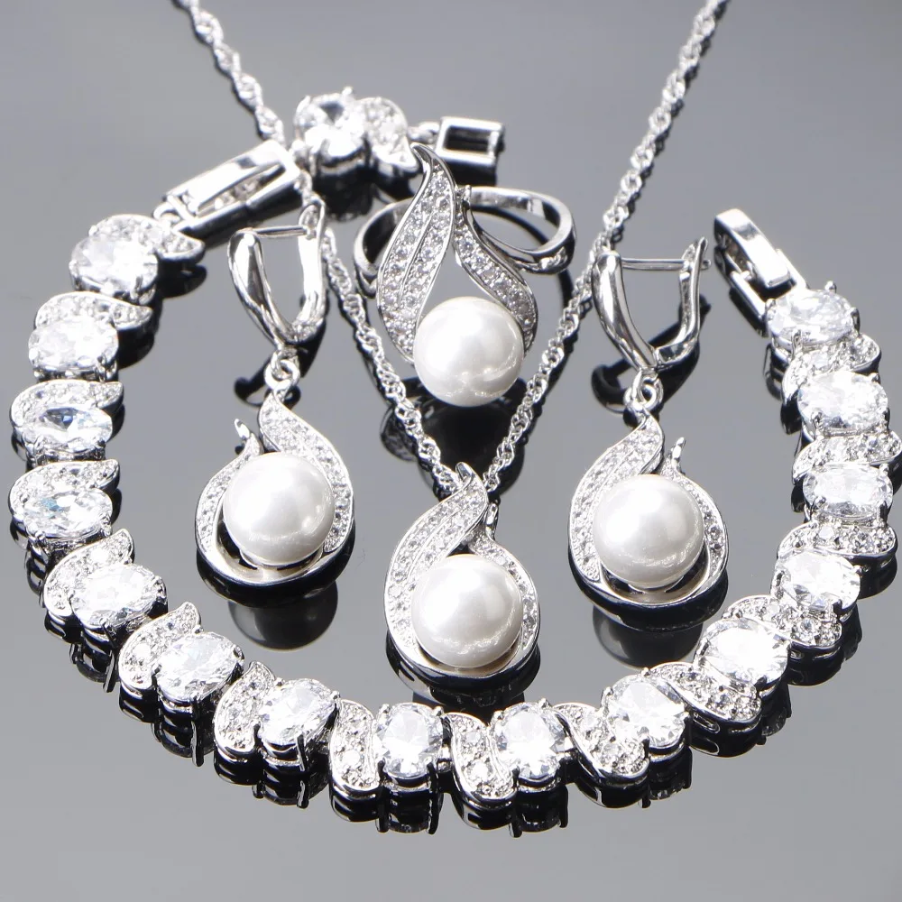 925 Sterling Silver Bridal Pearl Jewelry Sets Women Pearls Wedding Earrings Bracelet Stone CZ Jewelry Pendant Necklace Rings Set
925 Sterling Silver Bridal Pearl Jewelry Sets Women Pearls Wedding Earrings Bracelet Stone CZ Jewelry Pendant Necklace Rings Set