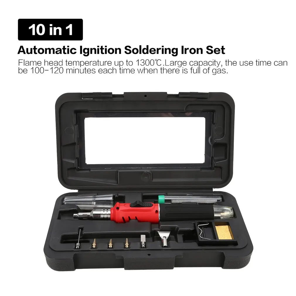 10 in 1 Soldering Iron Set Automatic Ignition Soldering Iron Set Butane Welding Torch Tools Kit Electric Soldering Set Gas Blow
10 in 1 Soldering Iron Set Automatic Ignition Soldering Iron Set Butane Welding Torch Tools Kit Electric Soldering Set Gas Blow