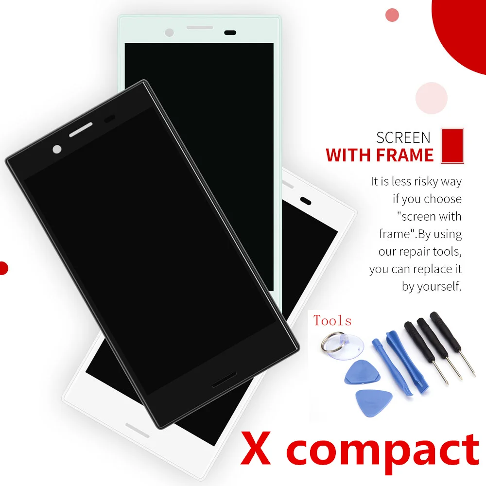 Original 4.6'' LCD For SONY Xperia X Compact LCD Display Touch Screen Digitizer with Frame F5321 Replacement Parts 
Original 4.6'' LCD For SONY Xperia X Compact LCD Display Touch Screen Digitizer with Frame F5321 Replacement Parts