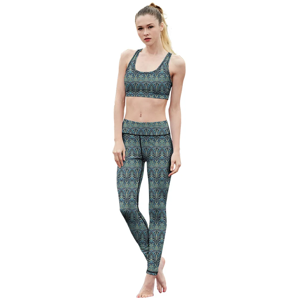 JIGEROJOGER Green dark folk paisley pattern print women's sports suits high rise yoga legging sports bra sets conjunto plus size
JIGEROJOGER Green dark folk paisley pattern print women's sports suits high rise yoga legging sports bra sets conjunto plus size