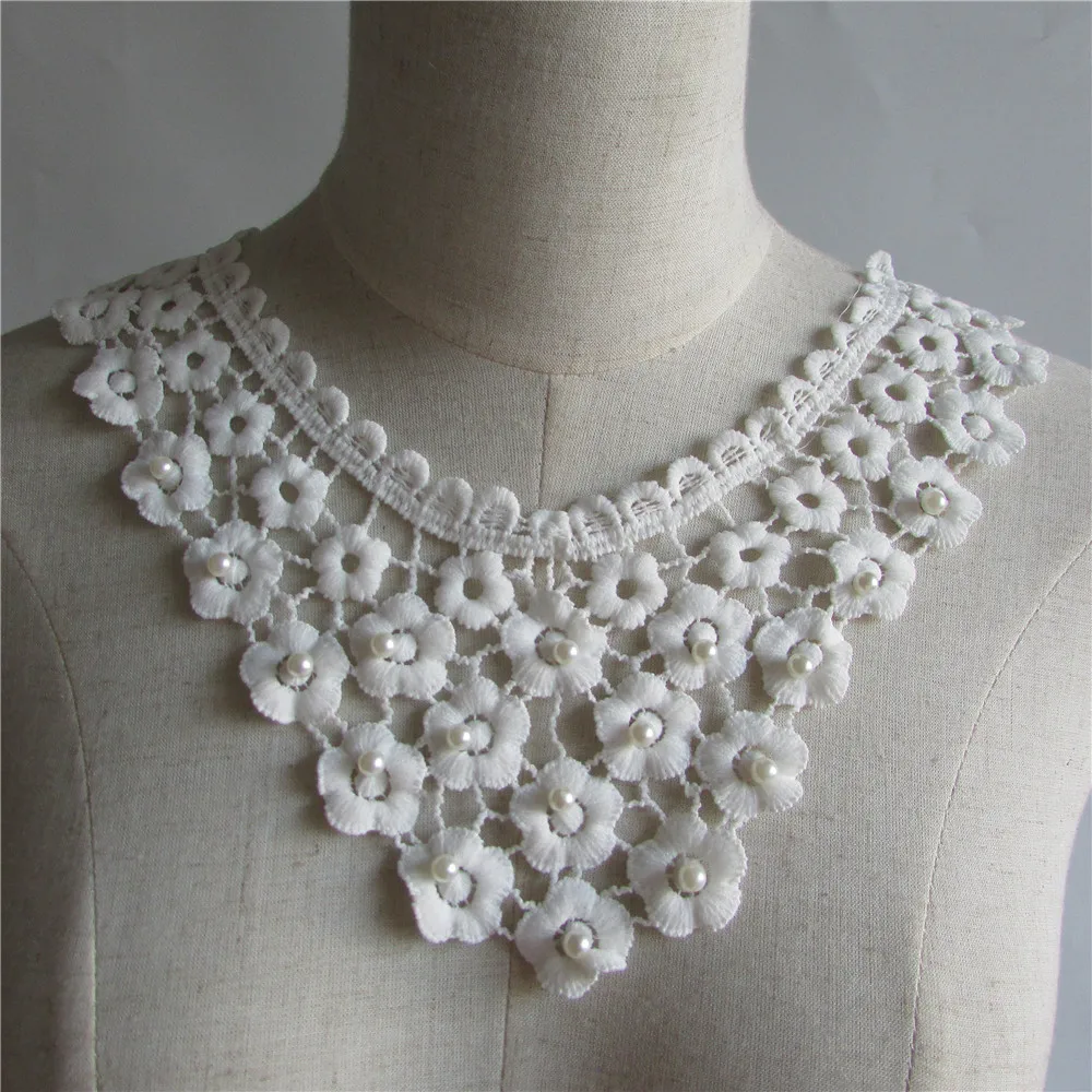 white pearl Embroidered Lace Collar Neckline Venise Applique Embroidery Sewing on Patches Sewing Fabric Accessories YL110
white pearl Embroidered Lace Collar Neckline Venise Applique Embroidery Sewing on Patches Sewing Fabric Accessories YL110