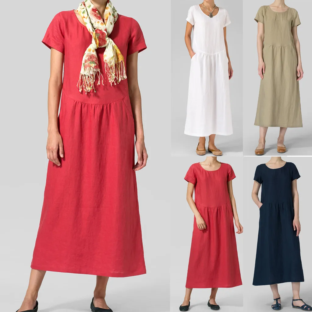 New Arrived Summer Loose Dress Fashion Women Solid Color O-Neck Short Sleeve Linen Two Pockets Ruched Casual Dress vestidos #C
New Arrived Summer Loose Dress Fashion Women Solid Color O-Neck Short Sleeve Linen Two Pockets Ruched Casual Dress vestidos #C