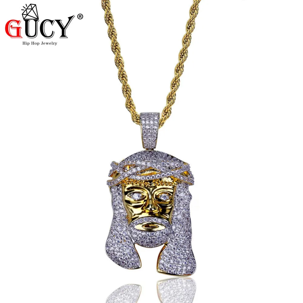 GUCY Hip Hop Pendant Necklace All Iced Out Micro Pave CZ Stones Pharaoh Head Pendant Necklaces For Men 60cm Length Rope Chain
GUCY Hip Hop Pendant Necklace All Iced Out Micro Pave CZ Stones Pharaoh Head Pendant Necklaces For Men 60cm Length Rope Chain