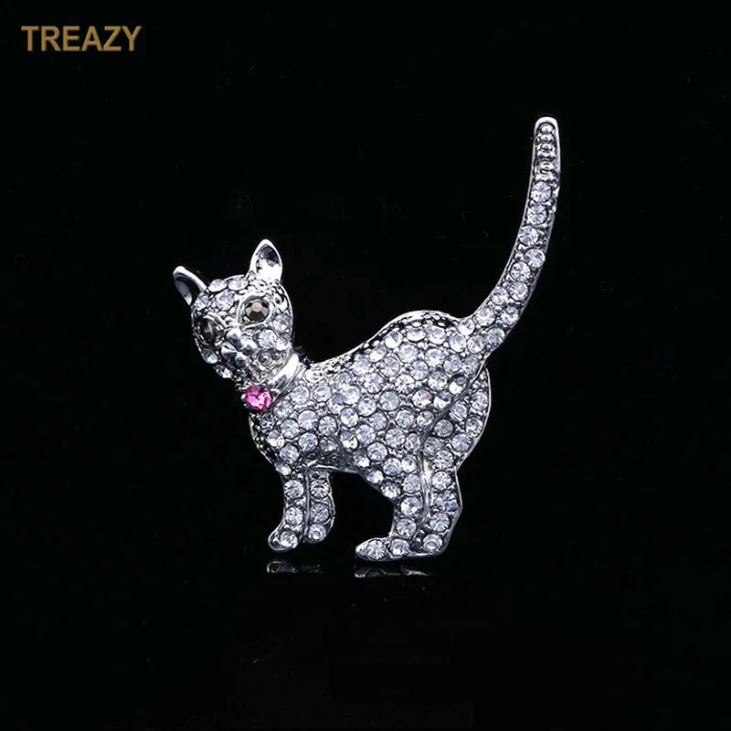TREAZY Lovely Miss Cat Brooches Fashion Full Rhinestone Animal Brooch Pin Shiny Crystal Brooches for Women Wedding Party Gifts
TREAZY Lovely Miss Cat Brooches Fashion Full Rhinestone Animal Brooch Pin Shiny Crystal Brooches for Women Wedding Party Gifts