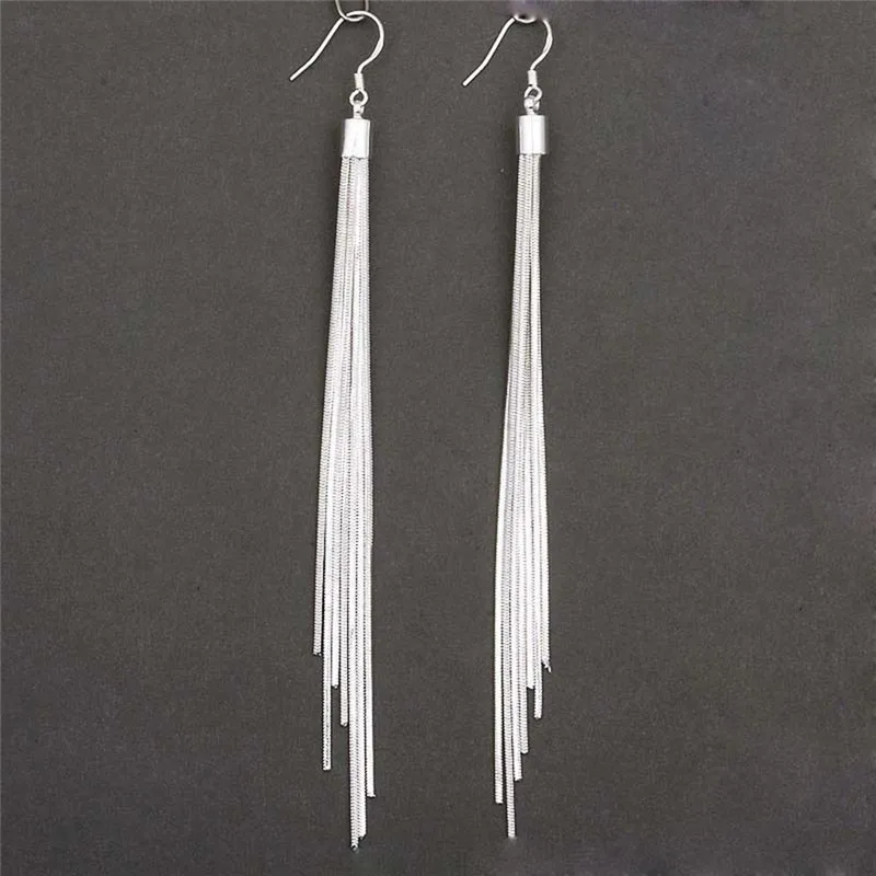 Fashion Korean Jewelry Hot Wholesale Silver Plated Tassel Hook Super Long Dangle Earrings for women
Fashion Korean Jewelry Hot Wholesale Silver Plated Tassel Hook Super Long Dangle Earrings for women