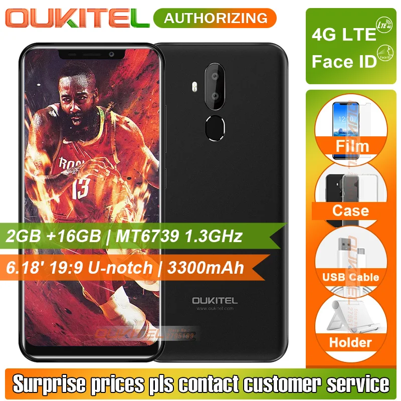 OUKITEL C12 Pro 4G LTE 6.18" 19:9 Smartphone 2GB+16GB Face IDMT6739 Quad Core Fingerprint Android 8.1 3300mAh Mobile Phone
OUKITEL C12 Pro 4G LTE 6.18" 19:9 Smartphone 2GB+16GB Face IDMT6739 Quad Core Fingerprint Android 8.1 3300mAh Mobile Phone