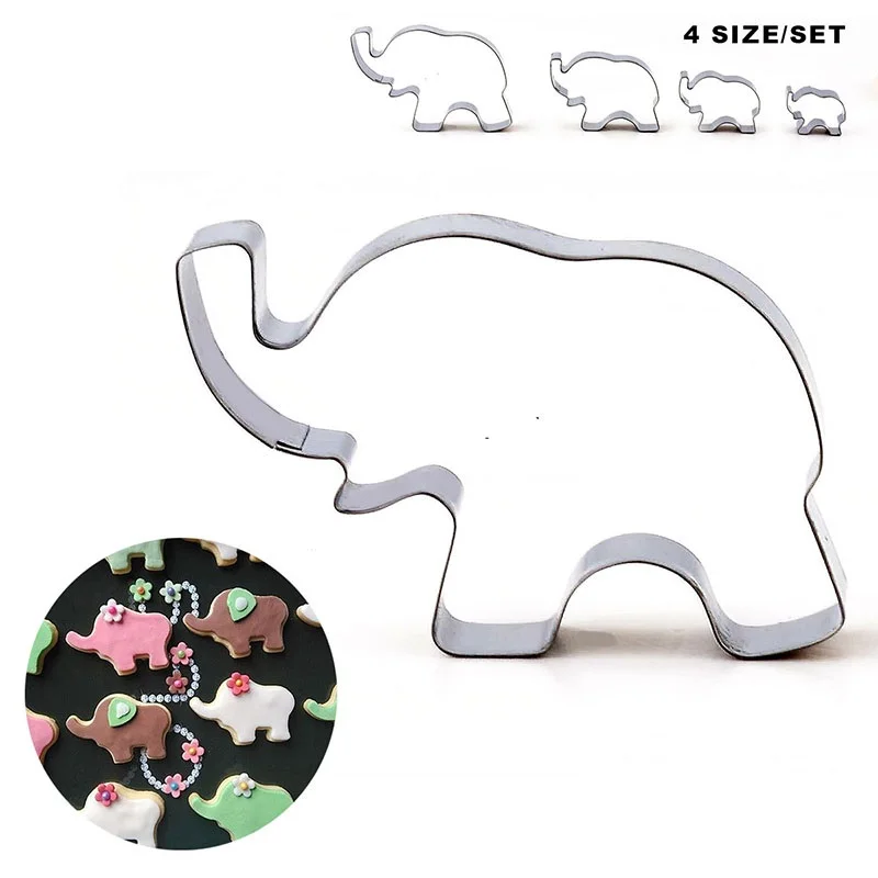 4Pcs/Set Animal Elephant Shaped Cookie Cutter Stainless Steel Biscuit Mould Fondant Cake Decroation Mold DIY Baking Tools
4Pcs/Set Animal Elephant Shaped Cookie Cutter Stainless Steel Biscuit Mould Fondant Cake Decroation Mold DIY Baking Tools