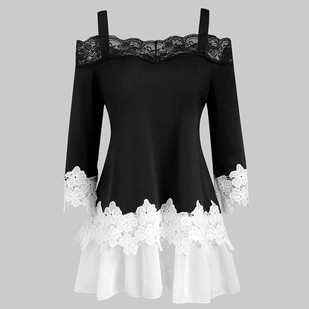 Rosegal Plus Size Lace Panel Cold Shoulder Top Square Neck Women Three Quarter Sleeve Sexy Splicing Empire A-line Fall T-Shirts
Rosegal Plus Size Lace Panel Cold Shoulder Top Square Neck Women Three Quarter Sleeve Sexy Splicing Empire A-line Fall T-Shirts
