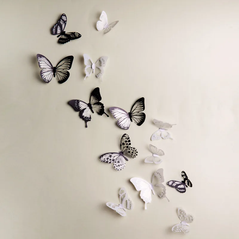 18 шт. прозрачные 3D наклейки на стену в виде бабочки арт наклейка домашние