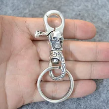 925 Sterling Silver biker Retro skull keyring key ring keychain key ring keychain A3331 925 Sterling Silver biker Retro skull keyring key ring keychain key ring keychain A3331