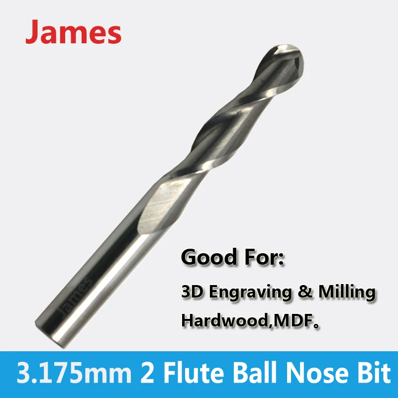 

HUHAO 3.175mm SHK ballnose Two Flutes Spiral End Mills round bottomed Double Flutes Milling Cutter Spiral PVC Cutter