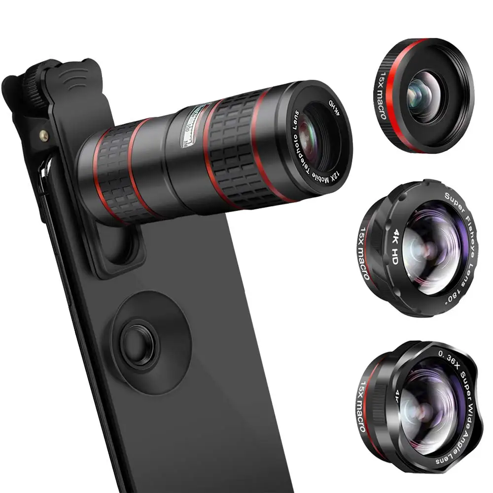 Phone Camera Lens,5 in 1 Cell Phone Lens Kit - 12X Zoom Telephoto Lens + Fisheye Lens + Super Wide Angle Lens+ Macro Lens
Phone Camera Lens,5 in 1 Cell Phone Lens Kit - 12X Zoom Telephoto Lens + Fisheye Lens + Super Wide Angle Lens+ Macro Lens