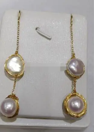 Hot sale Free Shipping>>>>Hand made 11-12 mm white baroque South Sea Pearl long earrings 14 gold
Hot sale Free Shipping>>>>Hand made 11-12 mm white baroque South Sea Pearl long earrings 14 gold