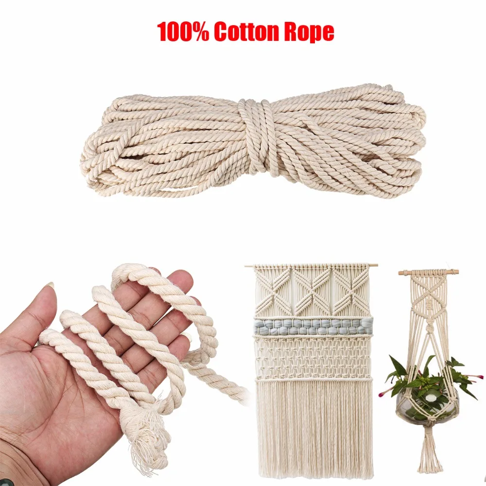 10mm Natural White 3 Strand Cotton Twisted Cord Rope Craft Macrame Artisan