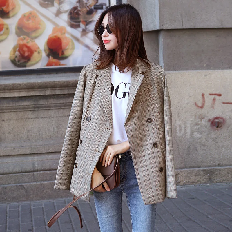 Hot Selling2017new checkered retro fashion high quality lady suit casual suit jacket coffee color leisure double breasted jacket
Hot Selling2017new checkered retro fashion high quality lady suit casual suit jacket coffee color leisure double breasted jacket