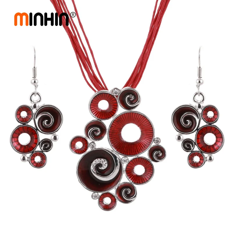 MINHIN Silver Plated Jewelry Sets For Women Multilayers Leather Choker Necklace Earrings Boho Enamel Design Wedding Sets
MINHIN Silver Plated Jewelry Sets For Women Multilayers Leather Choker Necklace Earrings Boho Enamel Design Wedding Sets