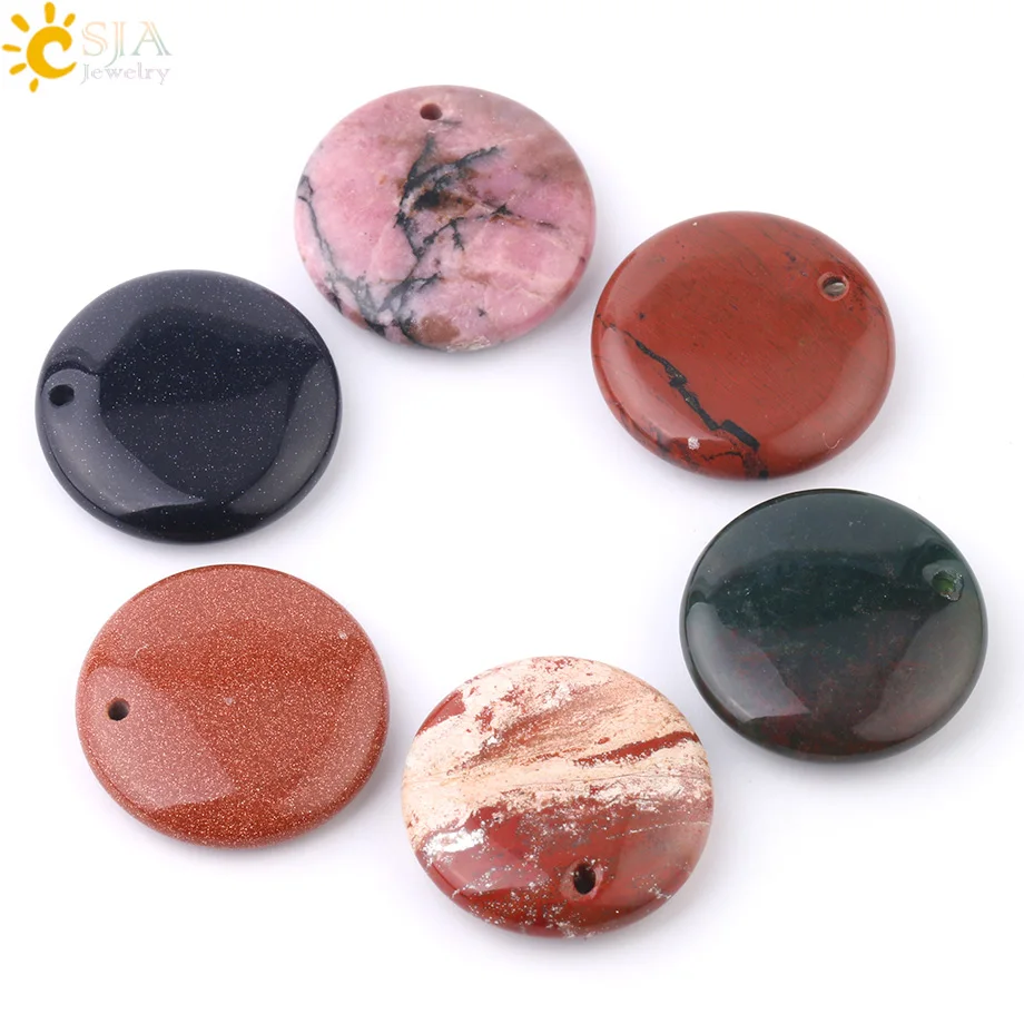 CSJA 26x26mm Natural Stone Pendant Drilling Hole Round Flat Beads Accessories for Handmade Women Men Necklace Charm Jewelry F933
CSJA 26x26mm Natural Stone Pendant Drilling Hole Round Flat Beads Accessories for Handmade Women Men Necklace Charm Jewelry F933