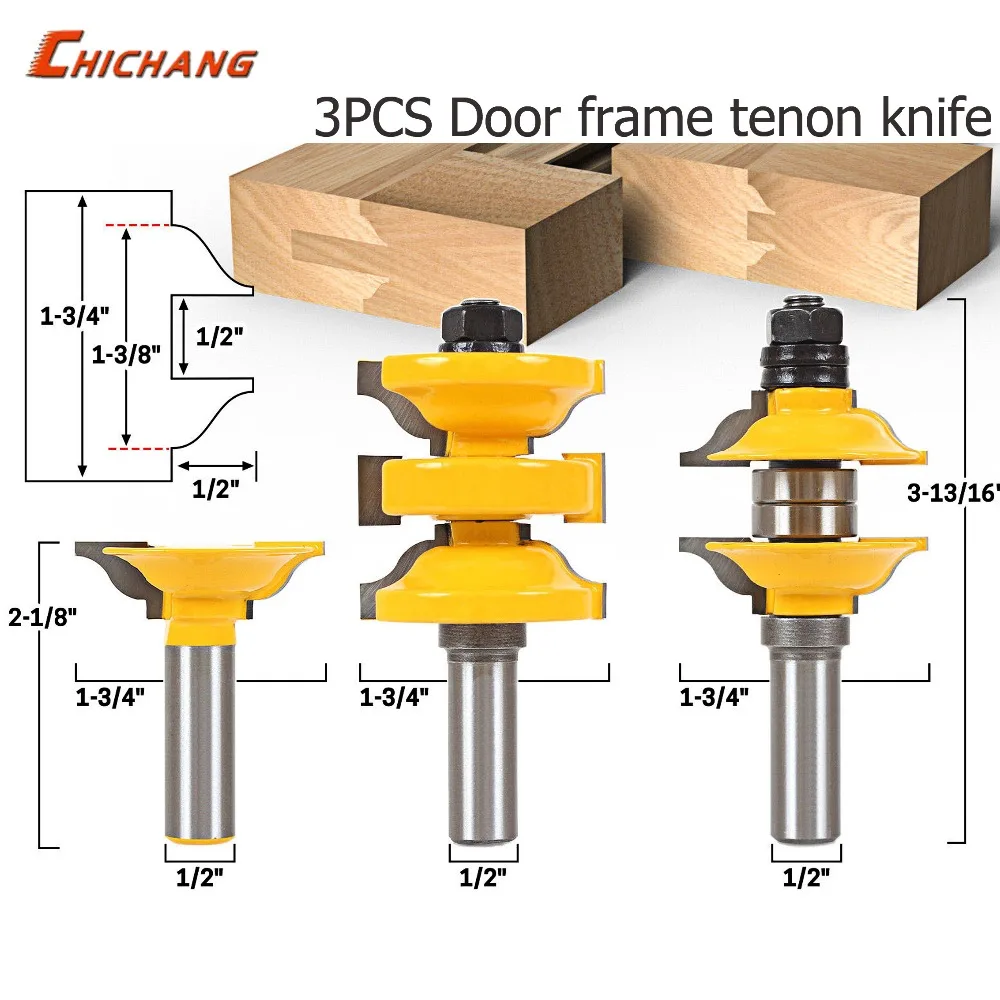 3 Bit Rail and Stile Router Bit Set - 1/2" Shank door knife Woodworking cutter Tenon Cutter for Woodworking Tools
3 Bit Rail and Stile Router Bit Set - 1/2" Shank door knife Woodworking cutter Tenon Cutter for Woodworking Tools