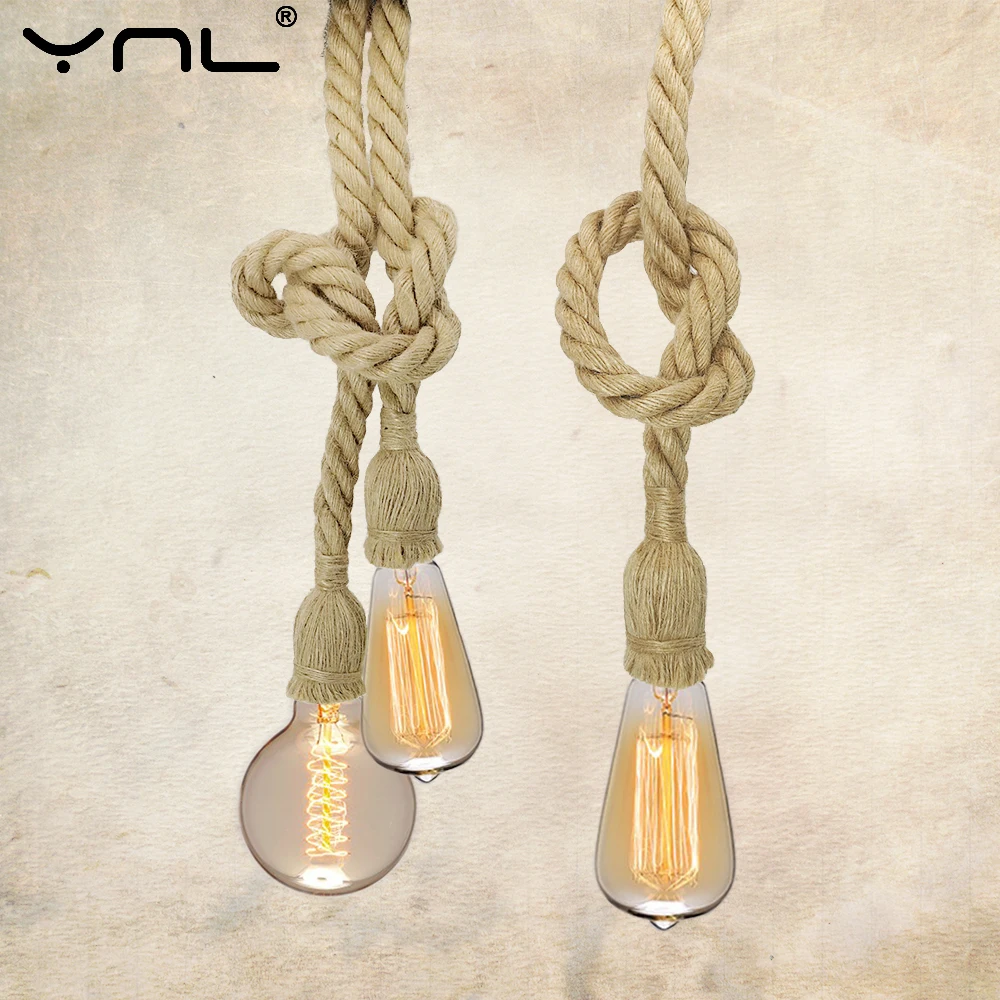 Vintage Hemp Rope Pendant Light Lamp AC 90-260V E27 Loft Creative Personality Dining Room Industrial Retro Pendant Lamp Hanglamp
Vintage Hemp Rope Pendant Light Lamp AC 90-260V E27 Loft Creative Personality Dining Room Industrial Retro Pendant Lamp Hanglamp