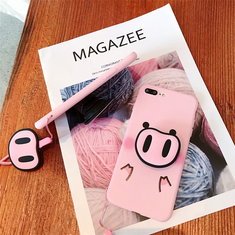 KSTUCNE Cartoon Pink Pig Finger Bracket Phone Cover For iPhone 6 6sPlus X XS XR XS Max Case Silicone Rubber Back Cover Lanyard
KSTUCNE Cartoon Pink Pig Finger Bracket Phone Cover For iPhone 6 6sPlus X XS XR XS Max Case Silicone Rubber Back Cover Lanyard