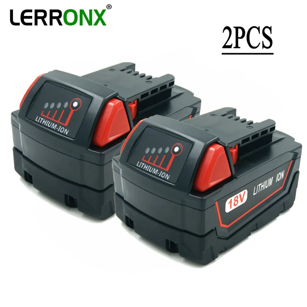 LERRONX 2PCS 18V 5.0Ah Li ion Drill replacement rechargeable battery for Milwaukee M18 Power Tools 48-11-1840 48-11-4850 Li18
LERRONX 2PCS 18V 5.0Ah Li ion Drill replacement rechargeable battery for Milwaukee M18 Power Tools 48-11-1840 48-11-4850 Li18