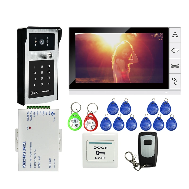 Free Shipping 9 inch LCD Screen Video Door Phone Intercom Kit + Outdoor RFID Code Keypad Number Doorbell Camera + Remote + Power
Free Shipping 9 inch LCD Screen Video Door Phone Intercom Kit + Outdoor RFID Code Keypad Number Doorbell Camera + Remote + Power