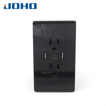 JOHO Electrical Sockets Black US Duplex Receptacle Dual USB 2.1A / 3.1A / 4.2A Charger 125V 15A Power Outlet Panel USA2100J-BK
JOHO Electrical Sockets Black US Duplex Receptacle Dual USB 2.1A / 3.1A / 4.2A Charger 125V 15A Power Outlet Panel USA2100J-BK