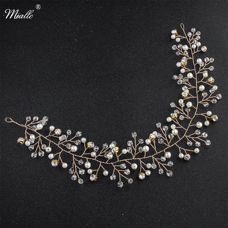 Miallo Simple Flexible Austrian Crystal Pearls Headbands Handmade Wedding Hair Accessories Gold Color Bride's Tiaras Jewelry
Miallo Simple Flexible Austrian Crystal Pearls Headbands Handmade Wedding Hair Accessories Gold Color Bride's Tiaras Jewelry