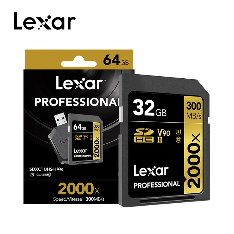

Original Lexar 256GB 128GB SD Card 1000x UHS-II U3 SDHC SDXC 32GB Memory Card 64GB Carte SD 150MB/s Class10 cartao de memoria